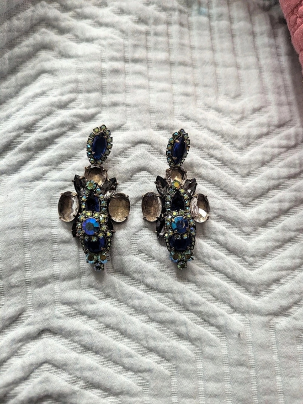 J.Crew Blue & Gold Statement Earrings Like New